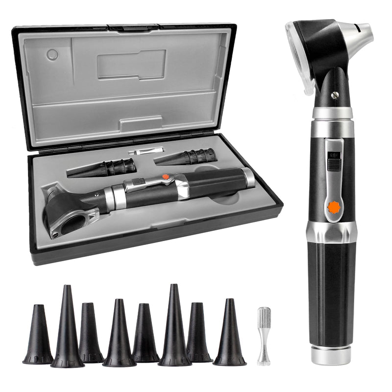 [Australia - AusPower] - Scian Otoscope - Ear Scope with Light, Ear Infection Detector and Pocket Ear Checker Kit with 3X Magnify Lens, Suitable for Kids, Adults, Doctors, Pets(Black) Black 