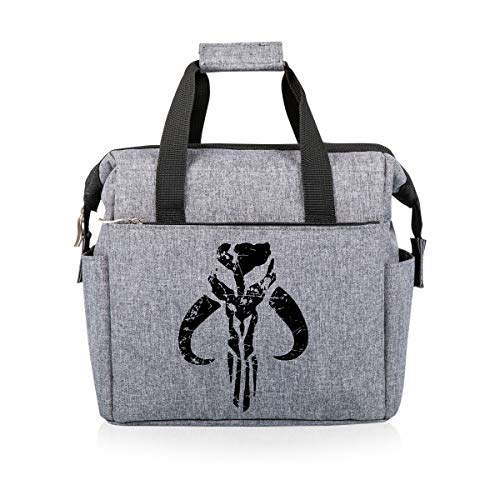 PICNIC TIME Star Wars Mandalorian Mythosaur Skull On The Go Lunch Bag, Soft Cooler Lunch Box, Insulated Lunch Tote, Leak-Resistant Work Lunchbox, Reusable Thermal Cooler Bag, (Heathered Gray) Star Wars Mandalorian Mythosaur Skull - Heathered Gray