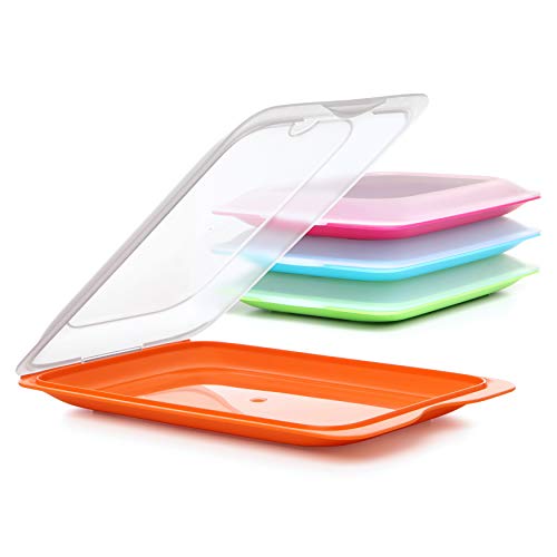 TATAY Set 4 cold meat container, with lid and body removed, in four colours, reusable and stackable, made of BpA-free plastic 17 x 3,2 x 25,2 cm Standard - Set of 4 - Assorted Colors