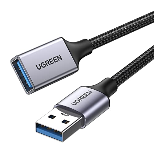 UGREEN USB 3.0 Extension Cable 5Gbps Nylon and Aluminum (1M) | USB Extension Cable A to A USB Extension Cable for USB Stick Mouse Headphones USB Hub Printer Webcam PS4/5 etc. 1 meter