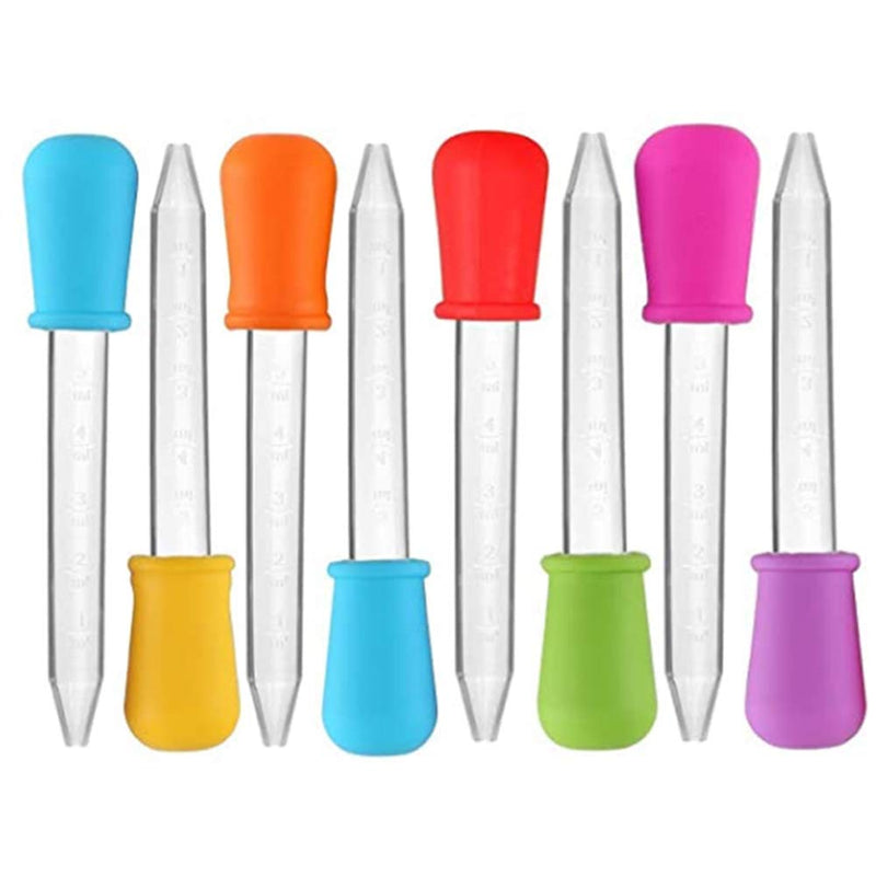 [Australia - AusPower] - 5ml Liquid Droppers Medicine Silicone and Plastic Pipettes Eye Dropper with Bulb Tip for Kids Candy Molds (8 Pack) 
