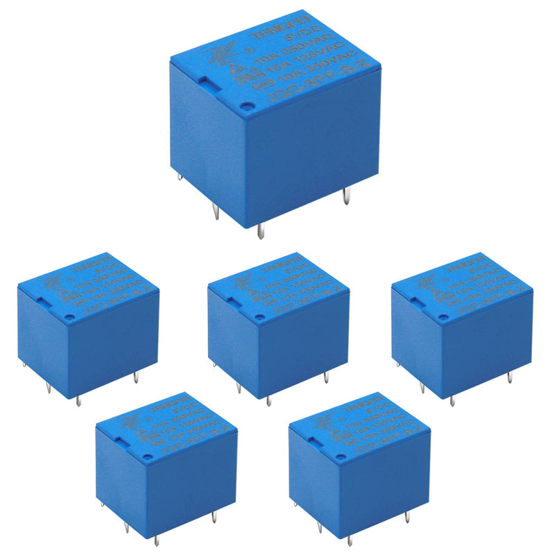 [Australia - AusPower] - Tnisesm/6pcs DC 5V Coil SPDT 5 Pins Mini PCB Power Relay JQC 3FF T73-5P-5V-B 