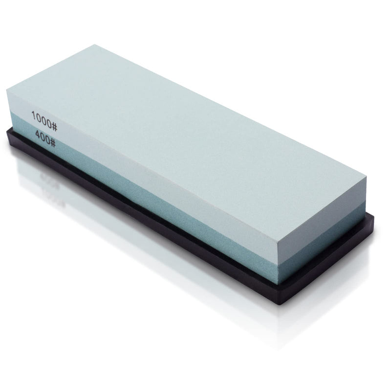 [Australia - AusPower] - Knife Sharpening Stone 400/1000 Whetstone Sharpening Stone with Non-Slip Rubber Base for Kitchen, Hunting, and Pocket Knives or Blades 