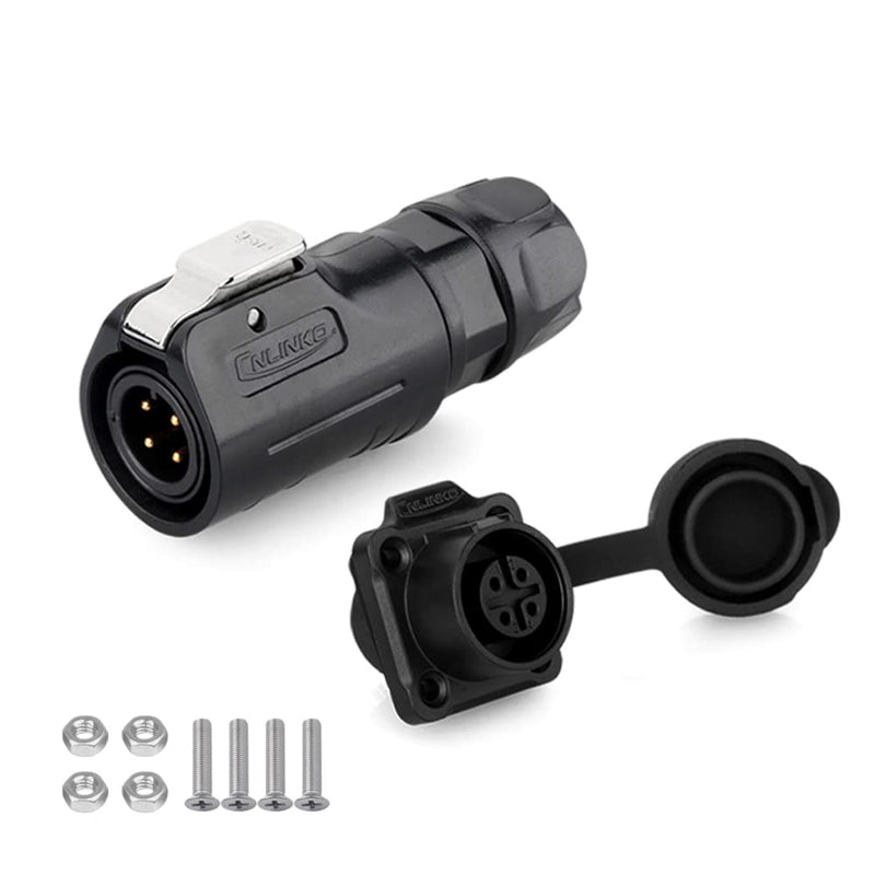 [Australia - AusPower] - CNLINKO M12 4Pin Waterproof Connector, PBT Plastic DC 12V Cable Panel Mount, Male Female Plug Mount for Medical (4 Pin) 