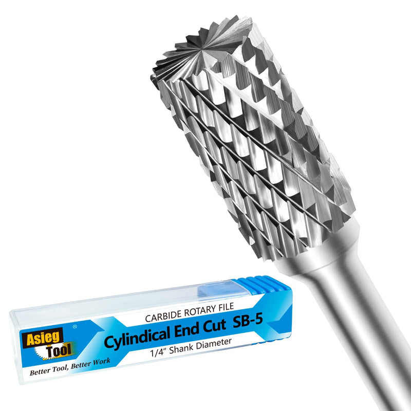 SB-5 Tungsten Carbide Burr Rotary File Cylinder Shape Double Cut with 1/4''Shank for Die Grinder Drill Bit SB-5