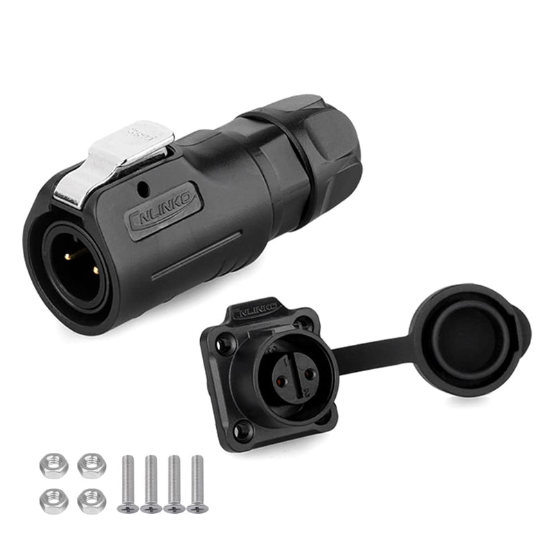 [Australia - AusPower] - CNLINKO M12 Waterproof Connector PBT Plastic DC 12V Cable Panel Mount for AV System (2 Pin) 2pin 