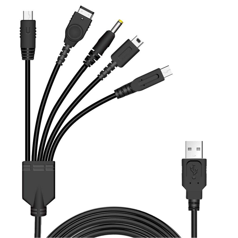 [Australia - AusPower] - Xahpower 5 in 1 USB Charger Cable for Nintendo DS Lite/Wii U/New 3DS XL,3DS XL,2DS,Dsi XL,NDS/GBA SP(Gameboy Advance sp),PSP 1000 2000 3000 