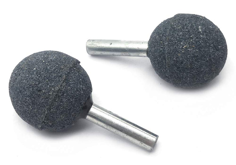 [Australia - AusPower] - Blue 1/4" Shank 1" Dia Abrasive Mounted Stone Grinding Wheel Head, Ball Shaped Rotary Tool Polishing Bits 2-Pack 25mm 
