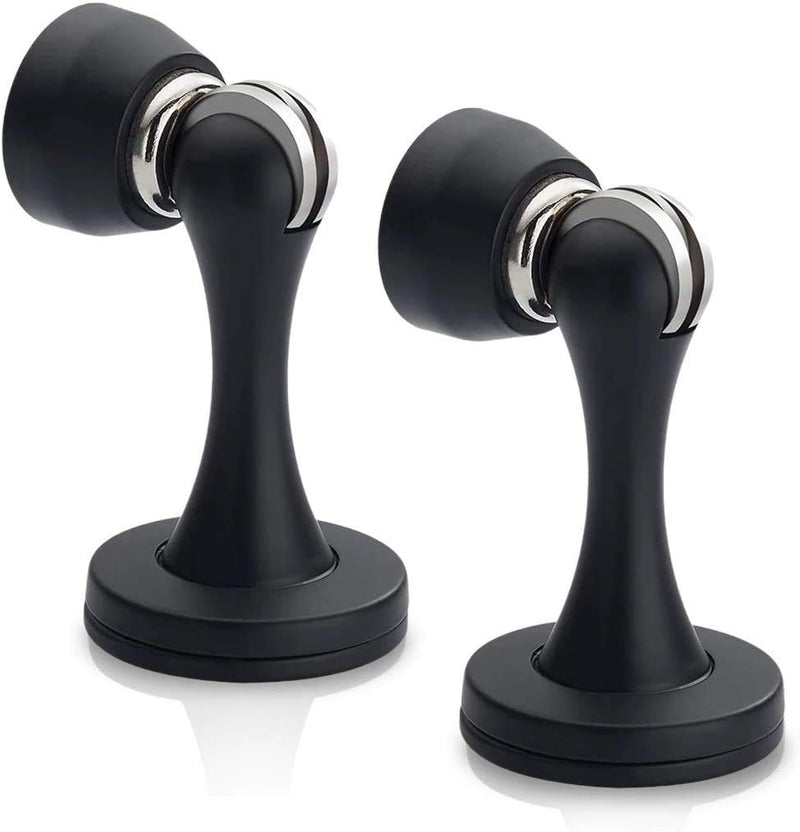 [Australia - AusPower] - KOLAKO Door Stopper, Magnetic Door Stops, Brushed Satin Nickel, 2 Pack Wall Floor Mounted Black Magnetic Door Catch Door Holder, Stainless Steel Soft-Catch Doorstop 