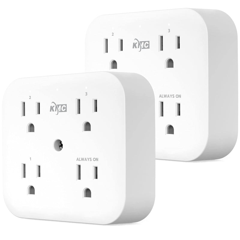[Australia - AusPower] - KMC Smart Tap Mini 2-Pack, 4-Outlet Wall Mounted Plug Adapter, 3 Independently Controlled Wi-Fi Outlets, Compatible with Alexa & Google Assistant, No Hub Required 2 PACK 