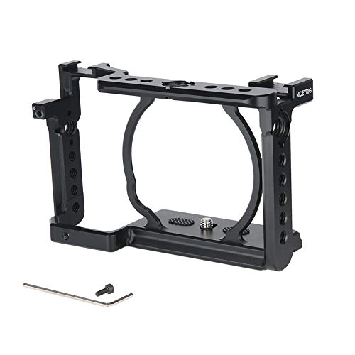 NICEYRIG Camera Cage for Sony A6400 A6500 A6100, with 1/4'' 3/8'' Locating Hole NATO Rail and Cold Shoe - 343