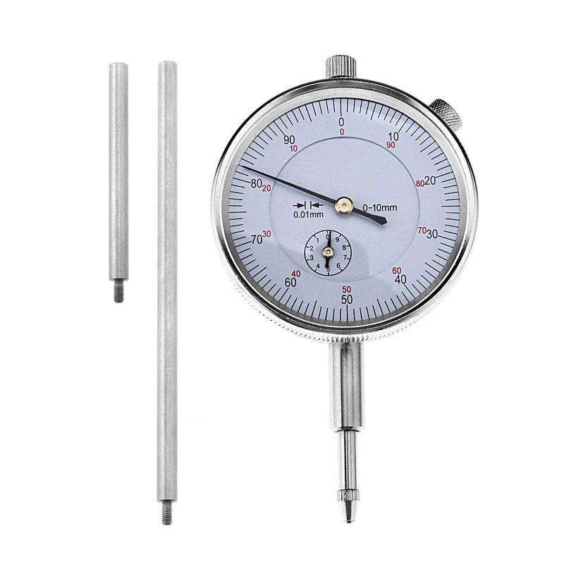 [Australia - AusPower] - Metric Dial Indicator Set with 50 and 100mm Extension Stem Rod 0-10MM Range Measuring 0.01mm Accurate 