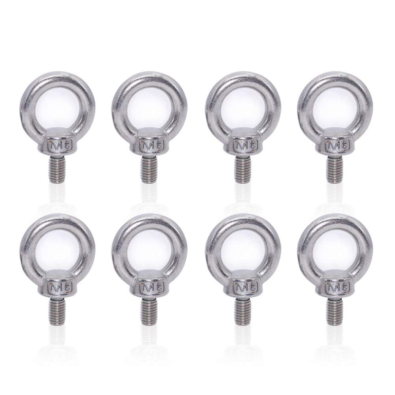 [Australia - AusPower] - Lependor M8 Metric Machinery Lifting Eye Bolt, 304 Stainless Steel Thread Lifting Ring Eyebolt - 8 Pcs M8 (5/16") 8 Pcs M8 (5/16") 