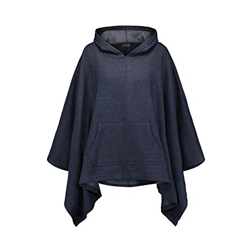 MV Sport Women's Sweatshirt Blanket Poncho Hoodie/Cozy Fleece Pullover Ponchos/Warm Hooded Cape for Women One Size Navy Heather