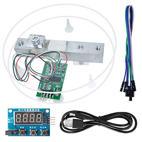 HX711 Weight Sensor Module Kit Digital Load Cells Weight Sensor A/D Module 5kg Portable Electronic Kitchen Scale for Arduino with 3.5mm x 1.35mm Power Cable, Scale Display Module