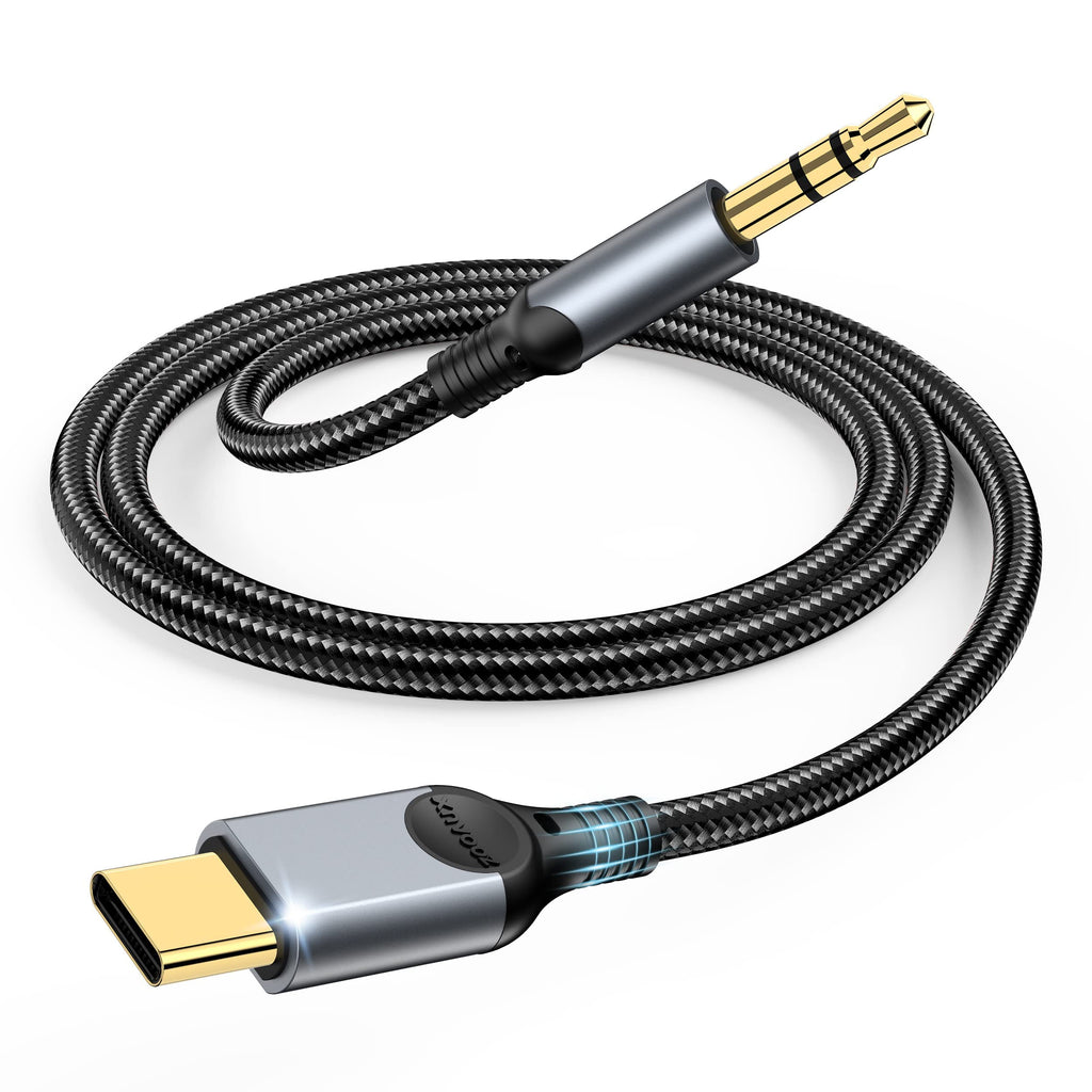 [Australia - AusPower] - ZOOAUX USB C to 3.5mm Audio Aux Jack Cable[4ft], Type C Adapter to 3.5mm Headphone Stereo Cord Car for iPhone 15 Pro Max 15 Pro 15 Plus 15, iPad Pro, Samsung S24 S23 S22 S21 Ultra Pixel Oneplus-Grey 4ft Grey 