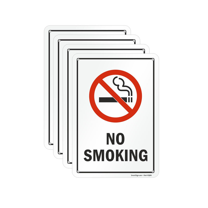 SmartSign No Smoking Sign (Pack of 4), 7 x 10 Inches, 40 Mil Aluminum, Laminated, Pre-drilled Holes, Made in USA 7" x 10" - Pack of 4