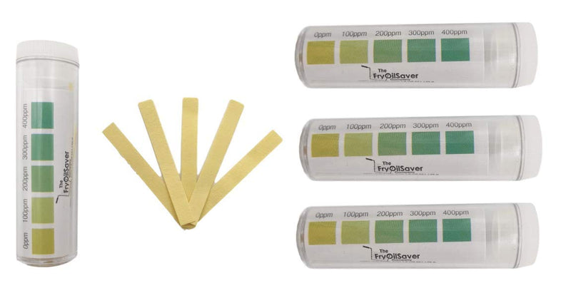 400 Pack Quat Sanitizer Test Strips for Sanitizing Solution – Quaternary Food Service Test Kit for Restaurant Kitchen - QAC QR5 0-500 ppm - 4 x 100-Strip Vials (4 Pack) by FryOilSaver Co. 400