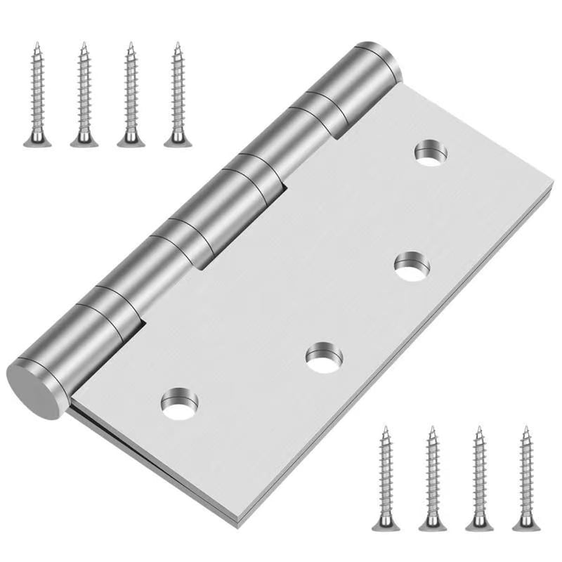 Heavy Duty Hinges,304 Stainless Steel Door Hinges 4-1/2 Inch,4.5"x 4" Ball Bearing Door Hinge with Square Corners -2 Pack (Silver) Silver