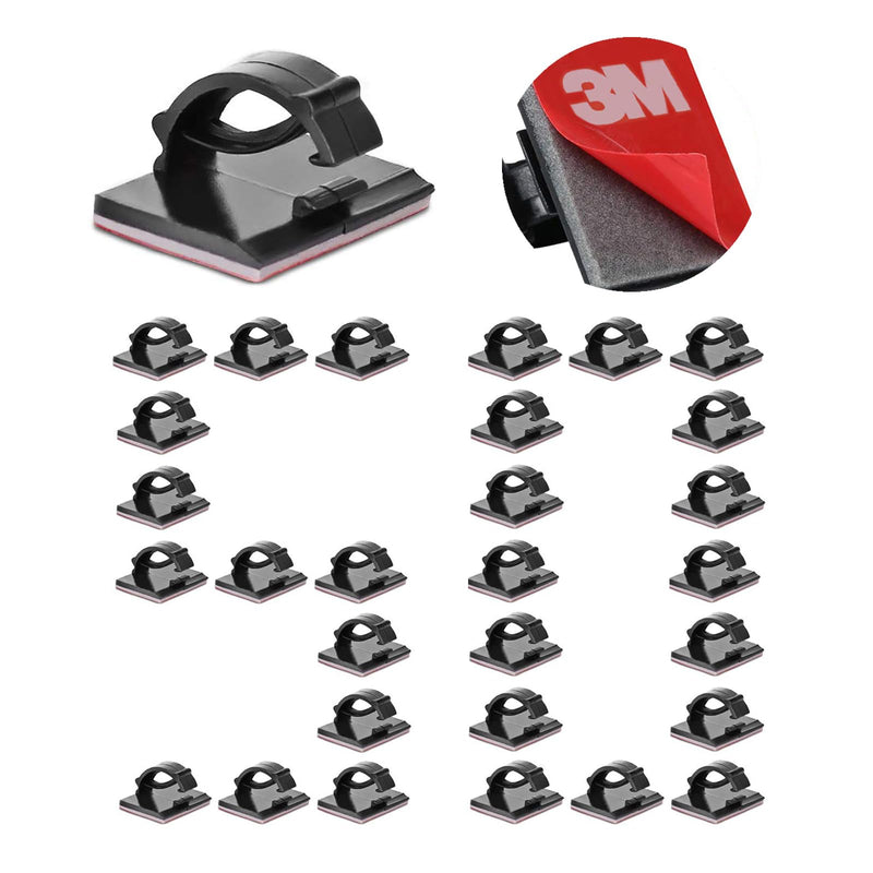 3M Cable Clips Self Adhesive Cord Organizer, Wire Holder Clamp Management Sticky for Desk Car Dash Cam Tables Wall, Black 50pcs 50 Pieces