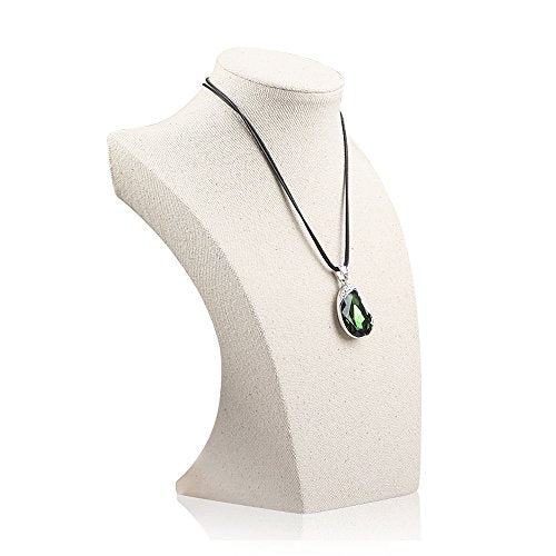 Oirlv Linen Necklace Display Bust 3D Jewelry Organizer Holder H-11.8inches