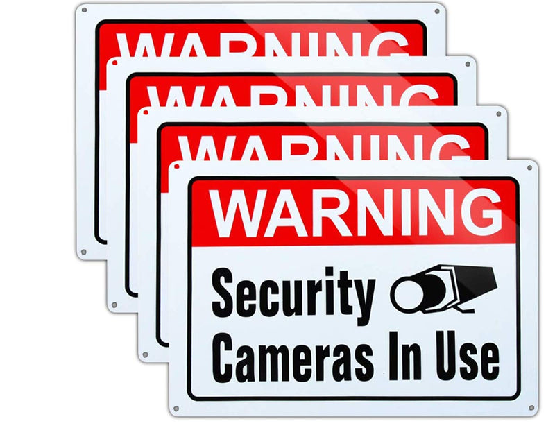 [Australia - AusPower] - Video Surveillance in Use Sign,Warning Security Cameras in use Sign,Large 10x14 Inch Aluminum UV Ink Printed for House and Business (4-Pack)… 4-Pack(10''x14'') 