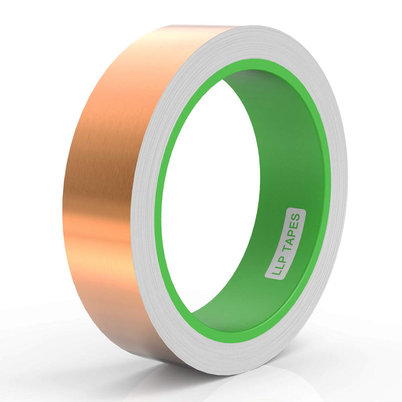 [Australia - AusPower] - LLPT Copper Foil Tape 1 x 33 Feet 3.15 Mil Dual Conductive for EMI Shielding Soldering Stained Glass Circuit Crafts Slug Moss Repellent Electrical Repairs Grounding Strong Adhesive (CF250) 1" x 33 Feet 