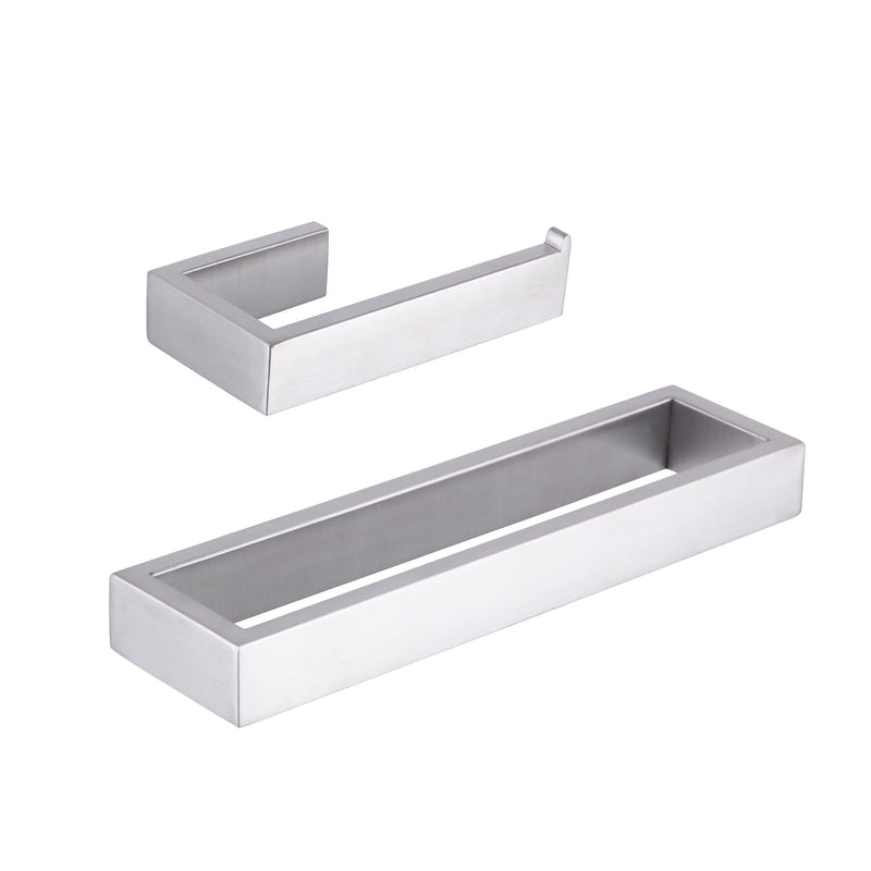 GERZWY Contemporary Stainless Steel Wall Mounted 2-Piece Bathroom Hardware Set - Towel Rings Toilet Paper Holder, Brushed Finish HG1708-2LS