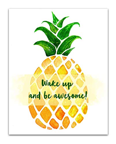 Be Awesome Affirmation Wall Art, Inspirational Spiritual Quotes Wall Art Decor, Minimalist Motivational Posters, Gym Motivational Wall Art, Office Zen Room Decor, Yoga Meditation Room (11x14) Pineapple