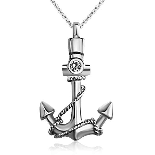 JMQJewelry Urn Necklace for Ashes Heart Anchor Keepsake Pendant Anchor white