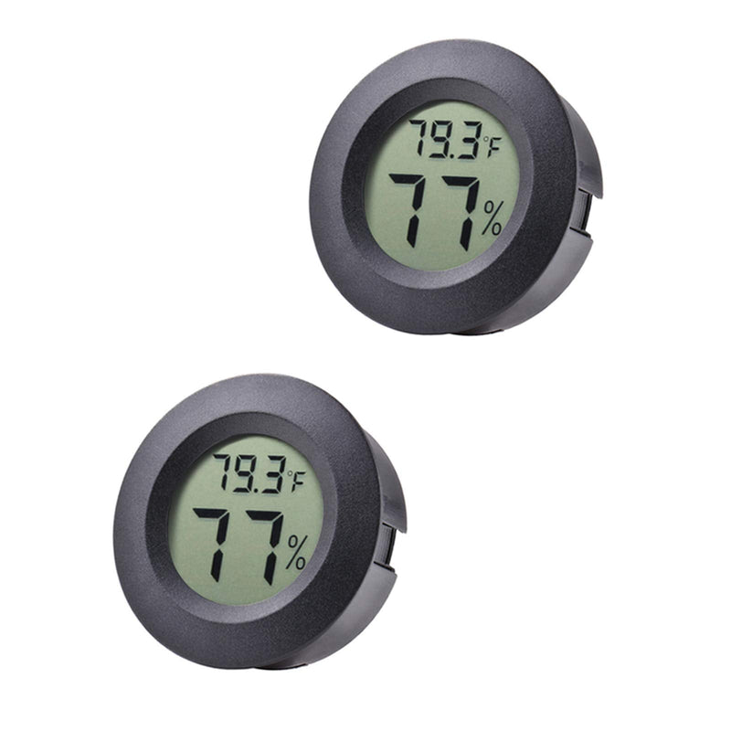 2-Pack Mini Hygrometer Thermometer Fahrenheit or Celsius Meter Digital LCD Monitor Indoor Room Round Humidity Temperature Gauge for 3D Printers Guitar Case Greenhouse Babyroom Reptile Incubator 2