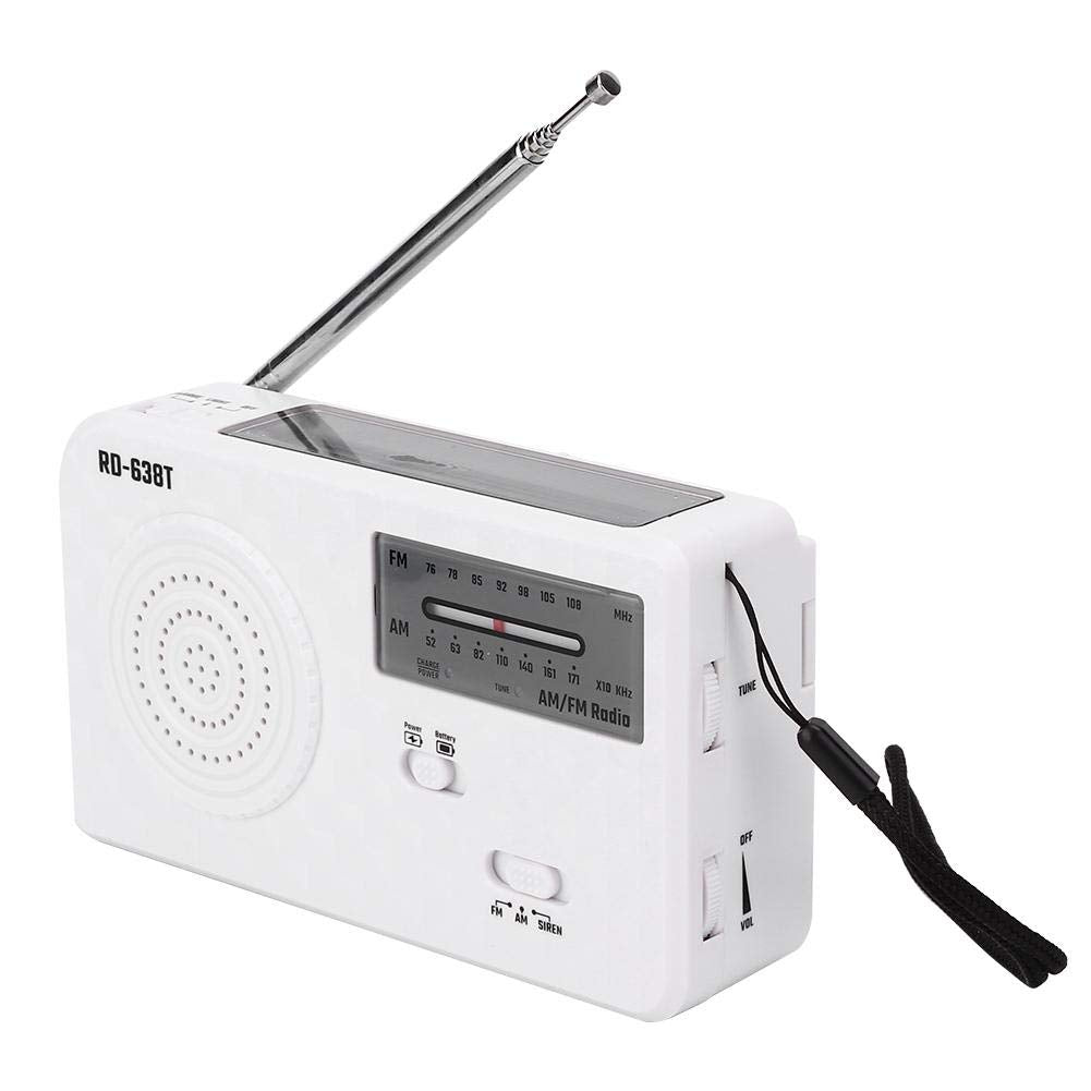 [Australia - AusPower] - ciciglow Portable Solar Hand Crank AM FM Radio, Outdoor Emergency Radio with LED Flashlight, Smartphone Charger, White 
