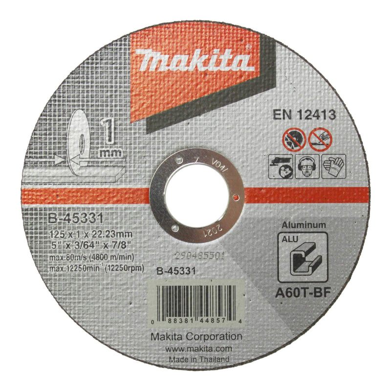 Makita B-45331 Cutting Disc Aluminum 125 x 1.0 mm Thin for Aluminum Pipes or Aluminum Profiles A60T-BF EN12413