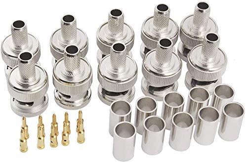 [Australia - AusPower] - （Pack of 10）BNC Male Q9 Plug Crimp for RG6 5D-FB LMR300 Cable RF Coaxial Adapter Connector, Eifagur 