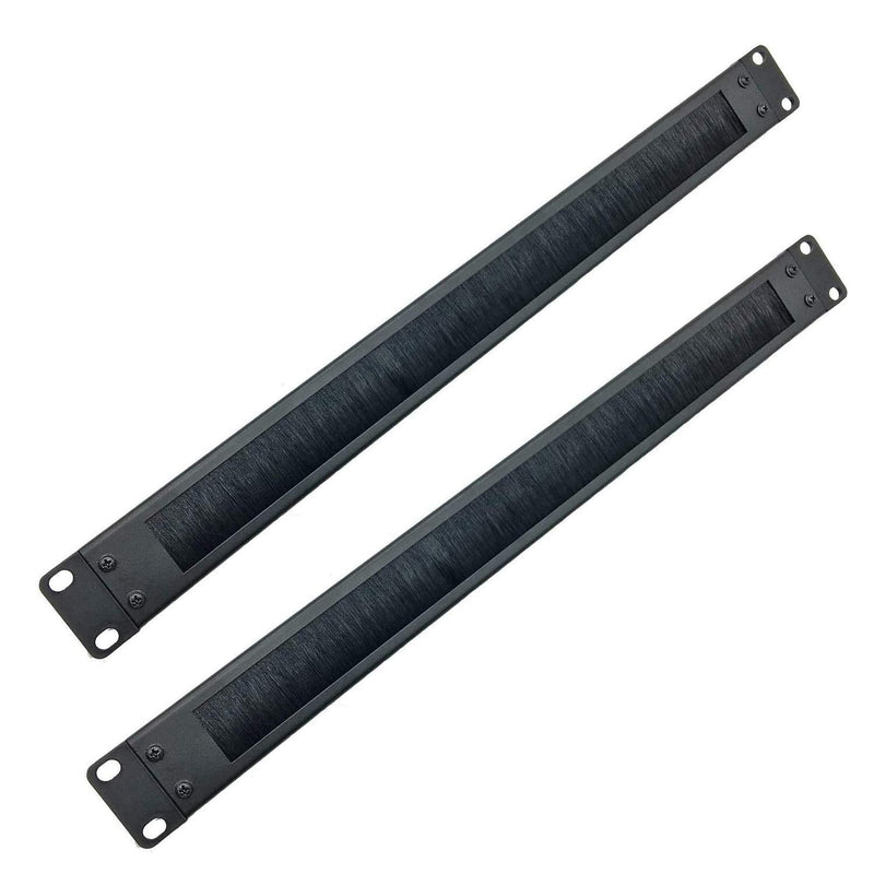 [Australia - AusPower] - Jingchengmei 2 Pack-1U Disassembled Rack Mount Cable Management Panel with Brush for Cable Entry for 19-Inch Rack or Cabinet Black (BF01UAB2PC) 