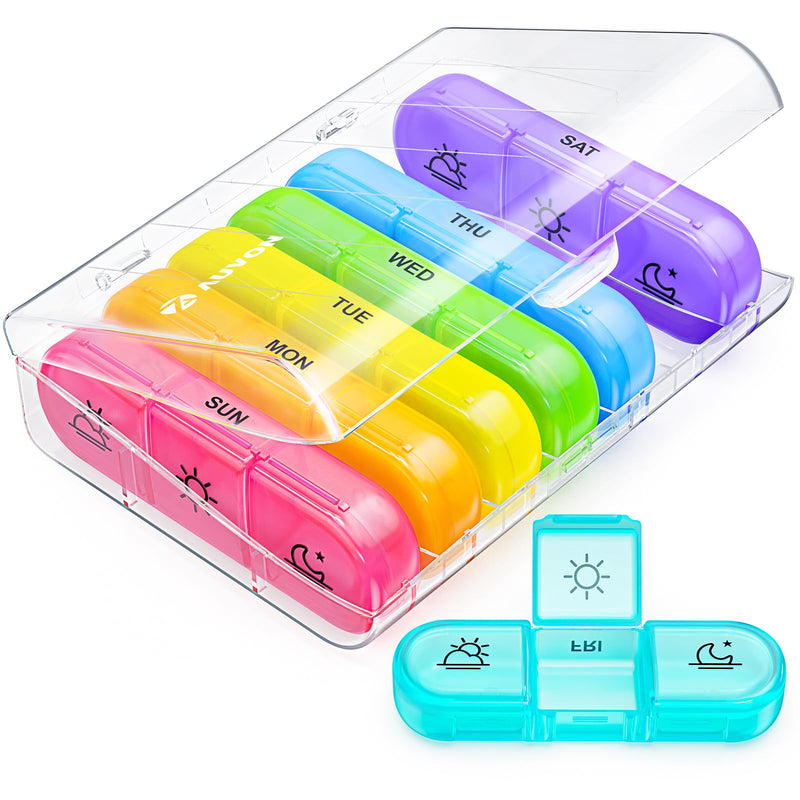 [Australia - AusPower] - AUVON Weekly Pill Organizer 3 Times a Day, Large 7 Day Pill Box 3 Times a Day with Separate Container, Portable Pill Case for Medication, Vitamins, Fish Oil and Supplements Clear 
