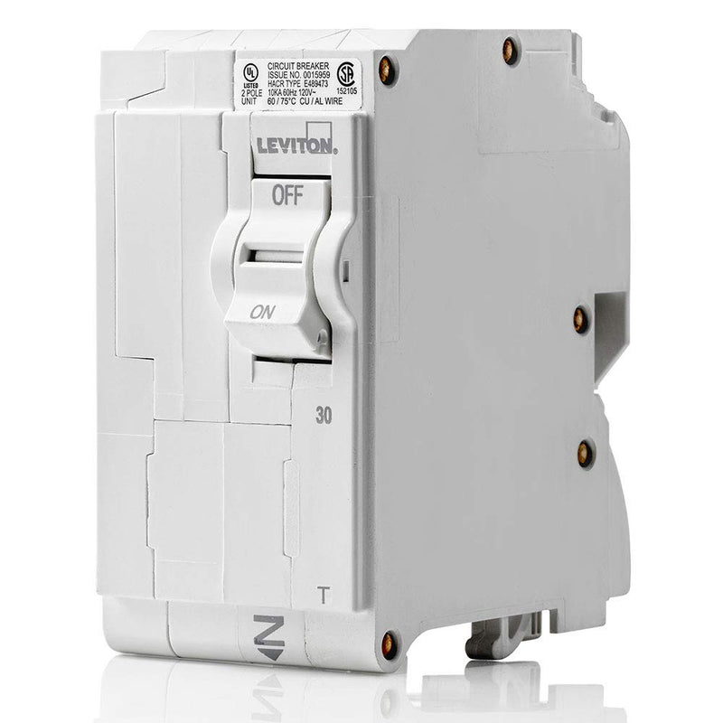 [Australia - AusPower] - Leviton LB230-T 30A 2-Pole Plug-On Standard Branch Circuit Breaker, Thermal Magnetic, 120/240 VAC, White 