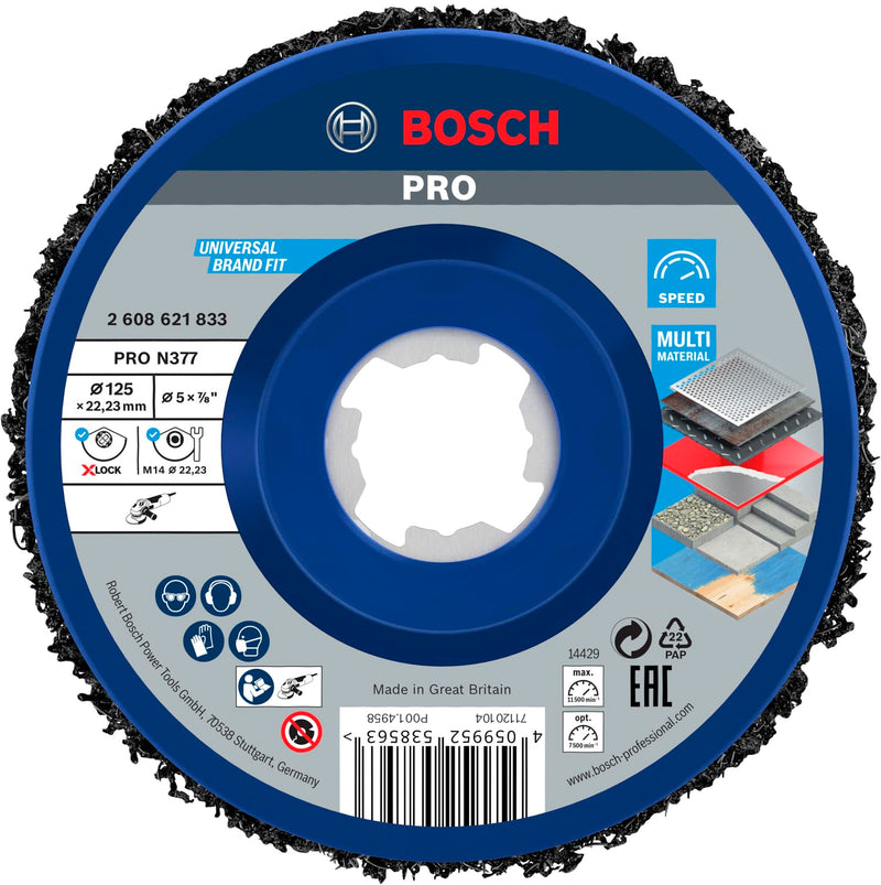 Bosch Accessories X-LOCK Cleaning Disc N377 (Metal and Stainless Steel, Diameter 125 mm, Accessories Angle Grinder), Packaging May Vary Ø 125 mm