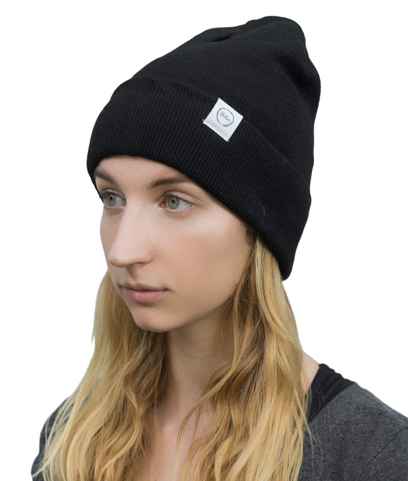 [Australia - AusPower] - Halsa EMF Protection Hat, Faraday Beanie. Anti Radiation, EMF RF Radiation Shielding Silver Fabric Lined. One Size Black 
