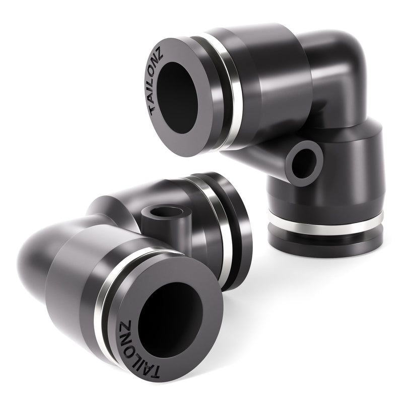 [Australia - AusPower] - TAILONZ PNEUMATIC Black Elbow 1/2 inch Tube OD 90 Push to Connect Tube Fittings Push Lock PV-1/2 (Pack of 10) 1/2"OD 