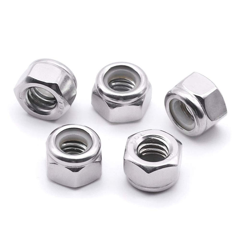 [Australia - AusPower] - 3/8"-16 Nylon Insert Hex Lock Nuts, Allen Hex Drive, 304 Stainless Steel 18-8, Full Thread, Coarse Thread UNC, Pack of 10 3/8"-16 