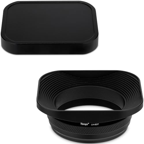 Haoge LH-E3T Square Metal Lens Hood with 49mm Adapter Ring with Cap for Fujifilm Fuji FinePix X100 X100S X100T X70 X100F X100V Camera Replaces Fujifilm LH-X100 AR-X100 LH-X70 Black
