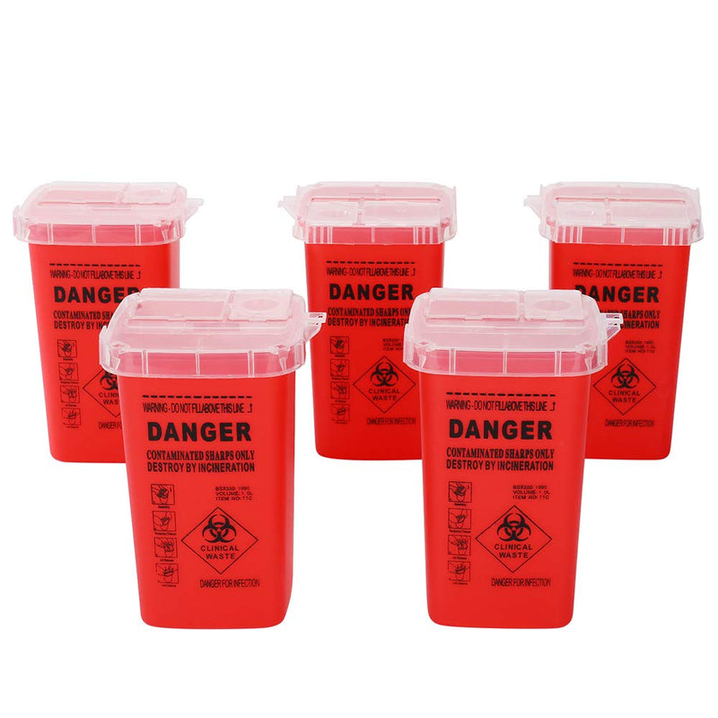 [Australia - AusPower] - Sharps Disposal Container,5 Pack Needle Disposal Container 1 Quart Size 
