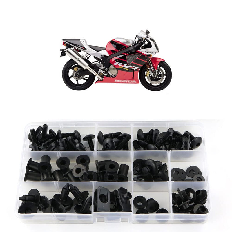 [Australia - AusPower] - Xitomer Full Sets Fairing Bolts Kits, Fit for 2000 2001 2002 2003 2004 2005 2006 VTR1000 RVT1000 RC51, Mounting Kits Washers/Nuts/Fastenings/Clips/Grommets (Matte Black) 