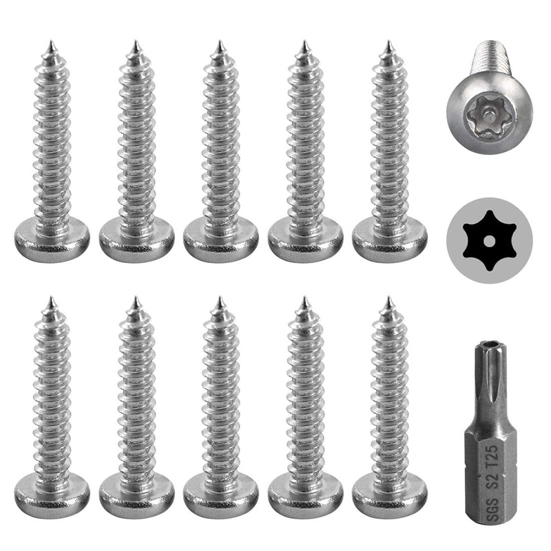 [Australia - AusPower] - Hilitchi 50 Pcs #10 x 1” Stainless Steel Button Head Torx Sheet Metal Screws Security Silver Screws Anti-Theft Tamper Proof with Bit T25 #10 x 1"-50Pcs 
