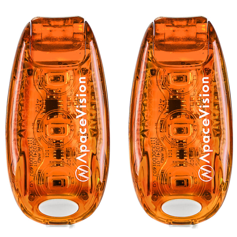 EverLightFX USB Rechargeable LED Safety Light (2 Pack) by Apace - Super Bright Bike Tail Light Works Brilliantly as Running Light for Joggers, Pets, Bicycle Strobe or Rear Clip On Lights Orange