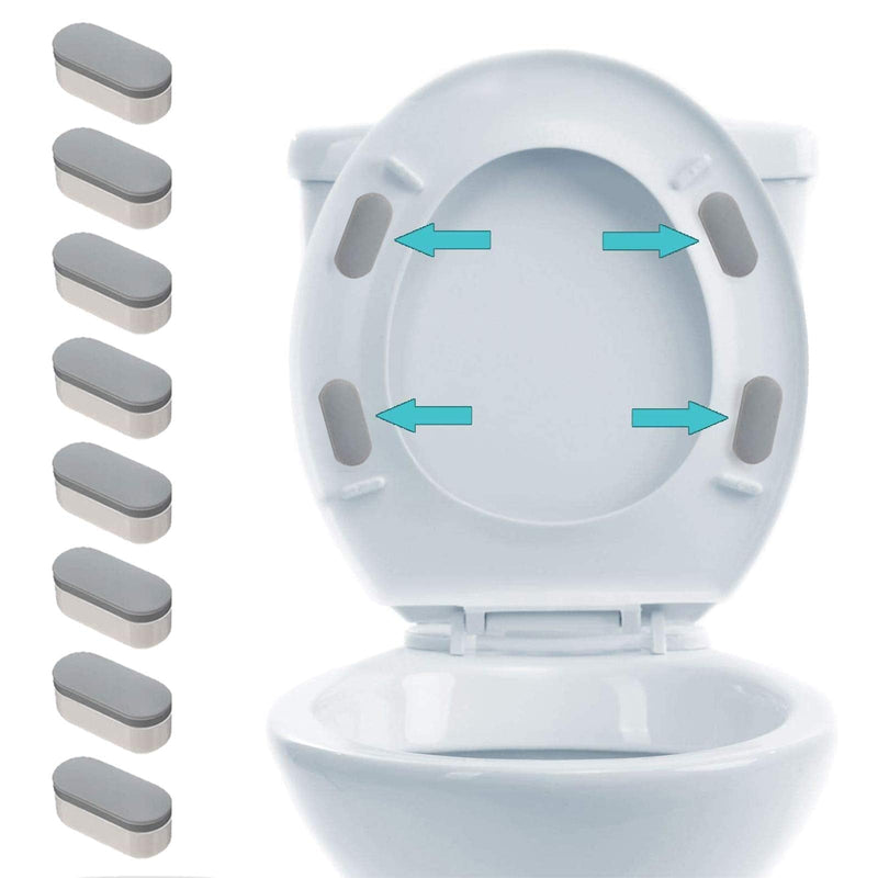 iFealClear 8 Pcs Universal Toilet Seat Bumpers for Bidet, Toilet Lid Rubber Bumpers for Changing Heights, Strong Adhesion Toilet Seat Bidet Buffer with 8 Extra Thickness Pads for Home, Hotel, Hospital Gray