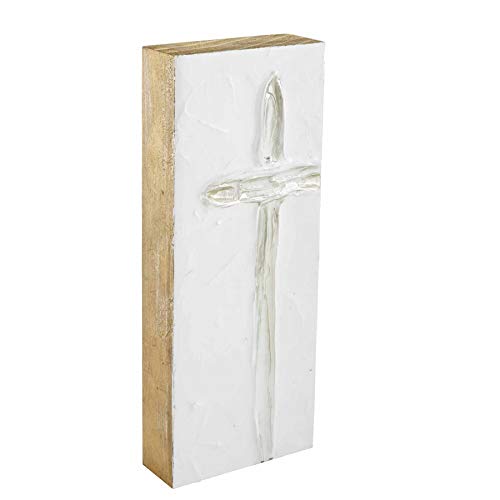 Mud Pie Cross Block Art (Silver, Tall)