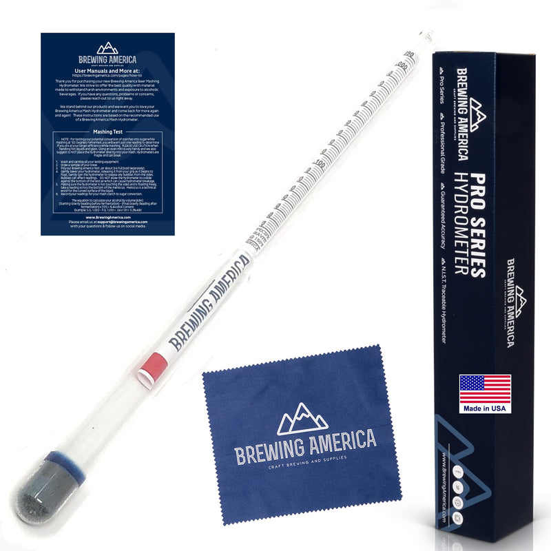 [Australia - AusPower] - Brewing America USA-Made Beer Mashing Hydrometer Calibrated at 155 Degrees Fahrenheit - Specific Gravity Pro Series Brewing Triple Scale - Brew Better All Grain Beer 