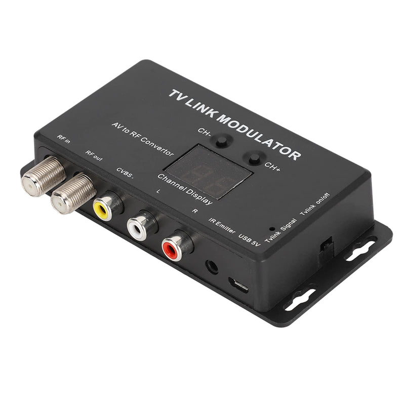 UHF Modulator TV LINK Modulator, Universal Composite A/V to RF Coax Agile Modulator RF TV Micro Modulator Compact RF Modulator Converter IR Extender Support PAL